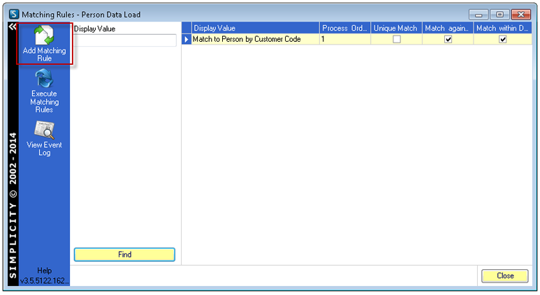 Data Load Add Match Rules