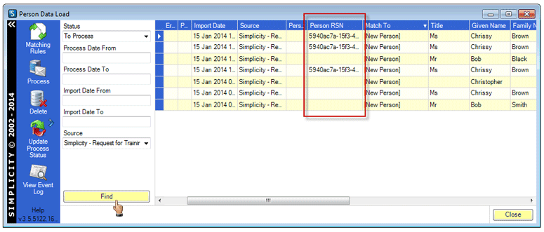 Data Load Matched Match Rules